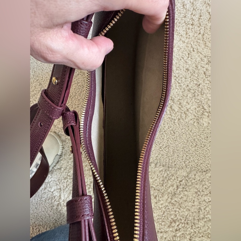 Polene Numero Dix Large Burgundy Sandalwood Leather Shoulder Crossbody Handbag - Picture 6 of 16